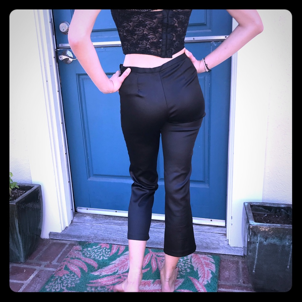 Cropped sateen trouser pants